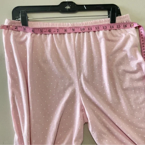 Laura Ashley Pajama Set Pink Polka Dot Sz L Scottie Dog 2pc PJs Cotton Sleepwear - Picture 9 of 10
